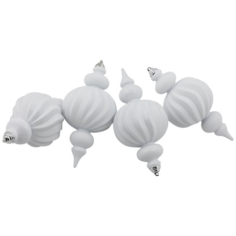 Shatterproof Commercial Size Finial Christmas Ornaments - 10" - Set Of 4, White
