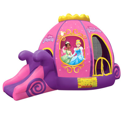 Disney Princess Carriage Inflatable Outdoor Bounce House with Slide and Ball Pit