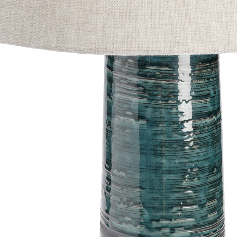 30.5" Crystal Table Lamp With Oat Shade