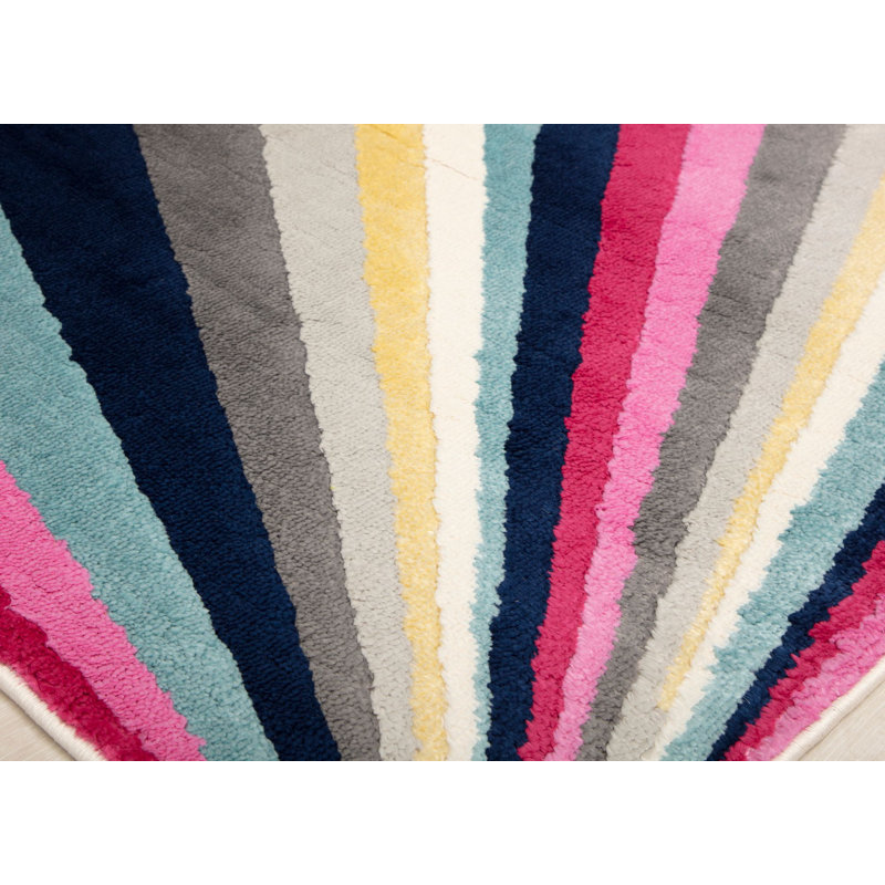 Vera Modern Sun Ray Area Rug, Rectangle 2' x 4'