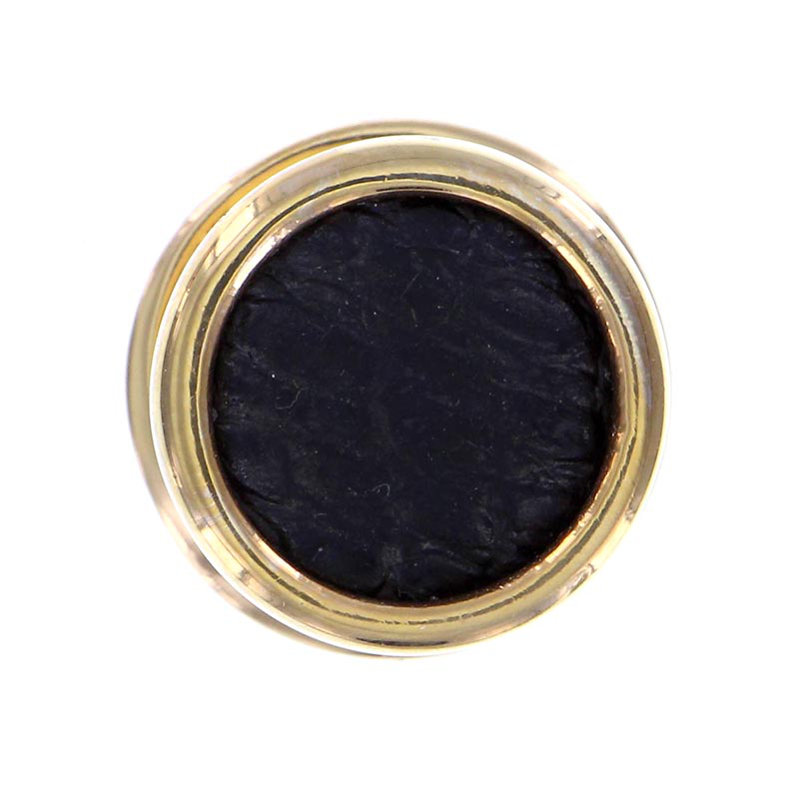 Equestre Round Knob, Small, Polished Gold, Brown Stone
