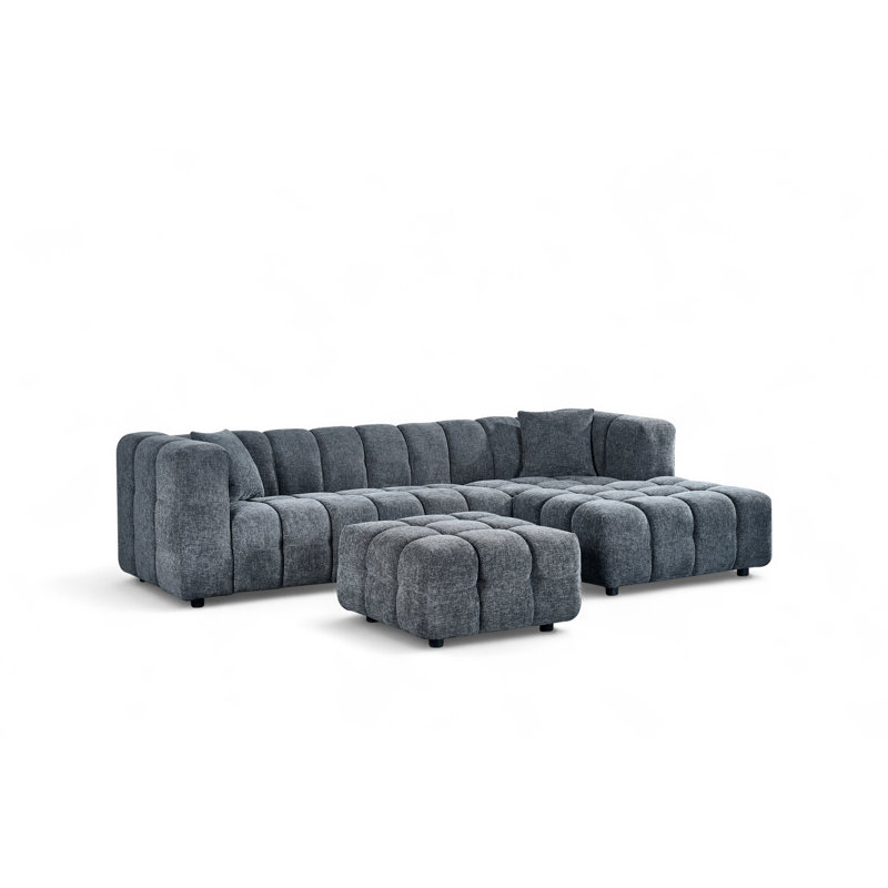 5 Seater Corner Sofa , Blue, Right Hand Facing