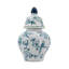 Pot à gingembre 13 po en porcelaine bleue et blanche avec couvercle