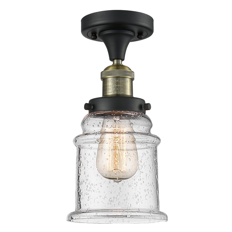 Plafonnier semi-encastré 1 lumière 6 po Galaviz, Nickel poli, Grainé