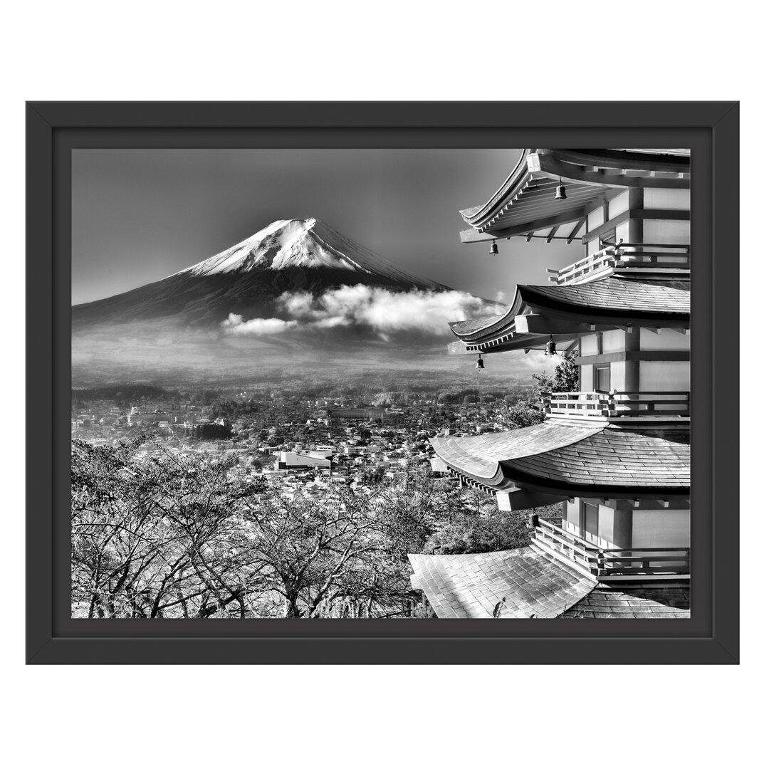 Gerahmtes Wandbild Tempel am Fudschijama Japan