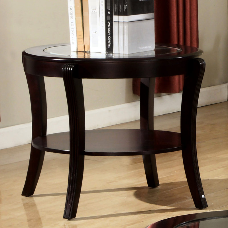 Table d'appoint contemporaine avec plateau en verre biseauté et tablette inférieure en bois massif, 71 cm (L) x 61 cm (l) x 61 cm (H), idéale pour un salon ou une pièce ouverte de 61 cm de hauteur.