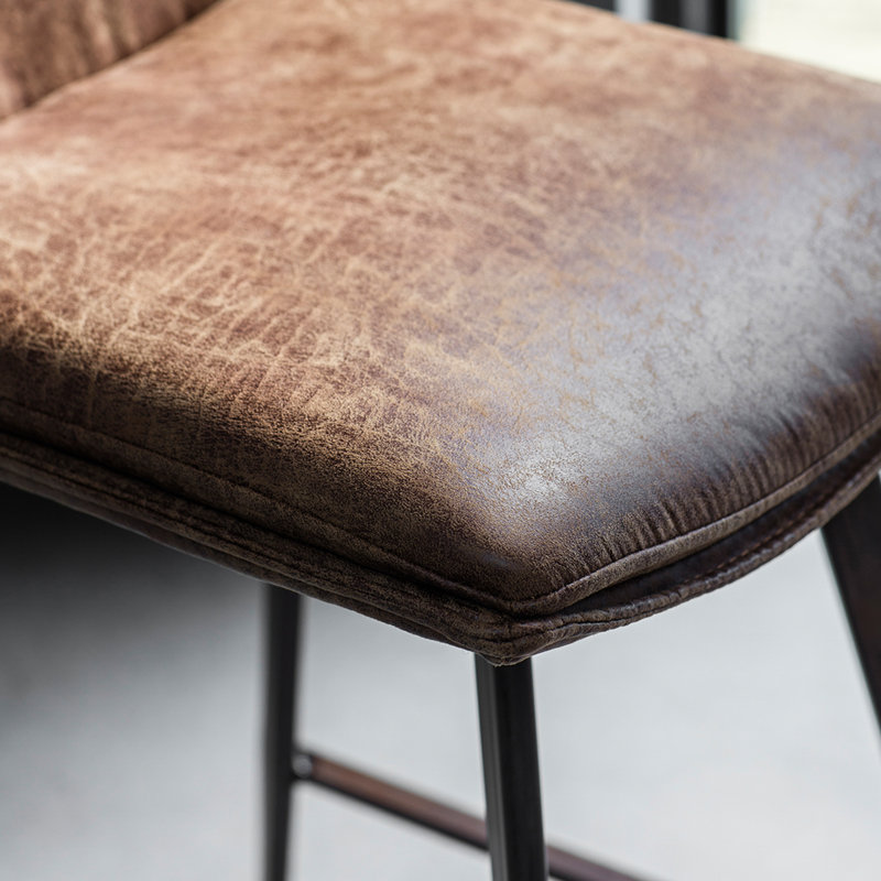 Catanzaro Upholstered Counter Stool with Metal Frame, Brown