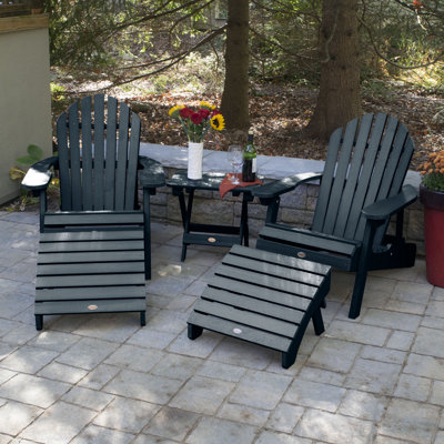 Anette Plastic/Resin Folding Adirondack Chair with Ottoman/Table