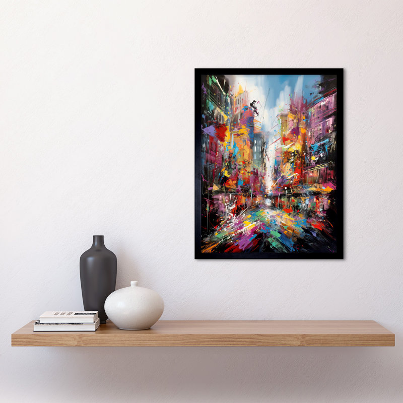 Abstract City Street Modern Vibrant Cityscape - Single Picture Frame Print