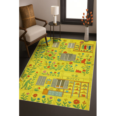 Tapis bleu tissé lavable rétro Mosso