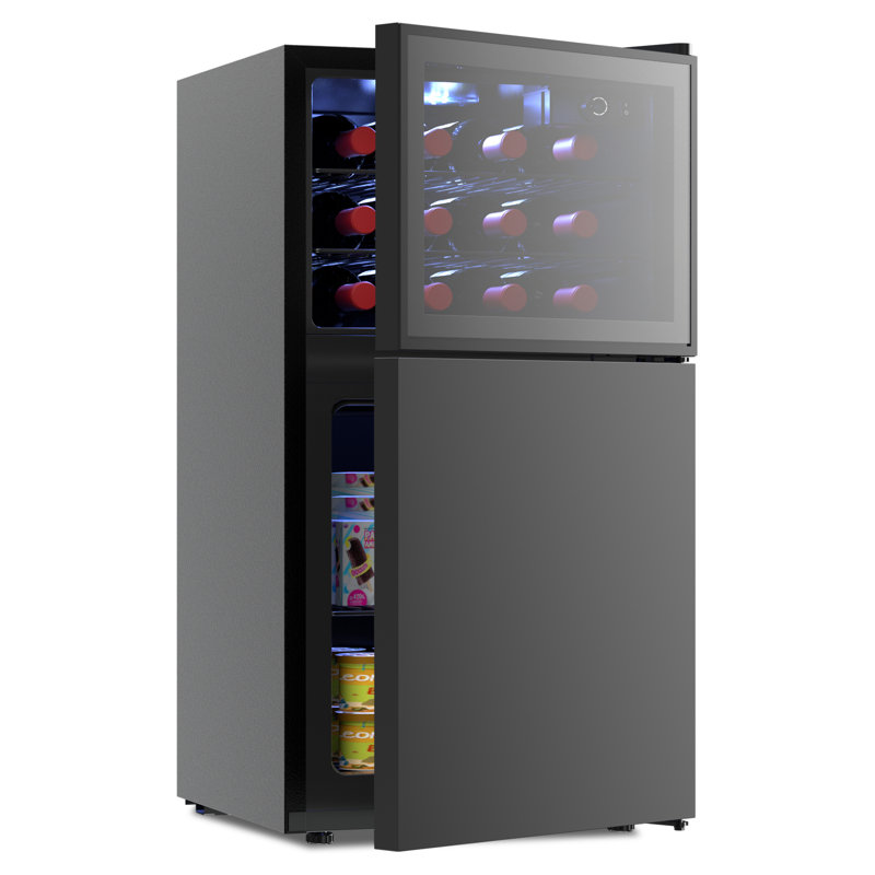 Northair Black Dual Zone Wine Cooler and Freezer with Glass Door