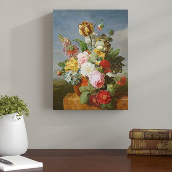 Bookstack Pink Roses Vase Art: Canvas Prints, Frames & Posters