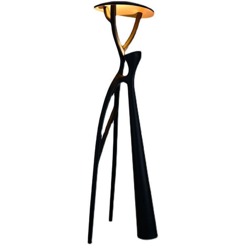  Lampe sur pied sculpturale Together | Lampe sur pied dorée avec abat-jour intérieur en résine artistique