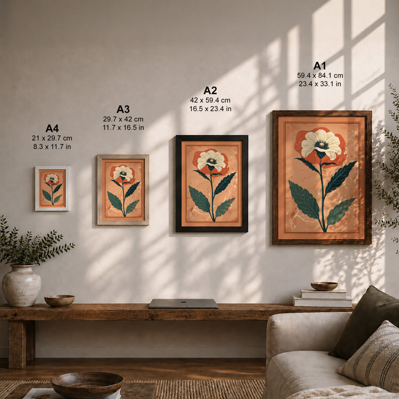 Pressed Flower Study Botanical - Framed Print, Unframed, A4 - 29.7 x 21.0 cm