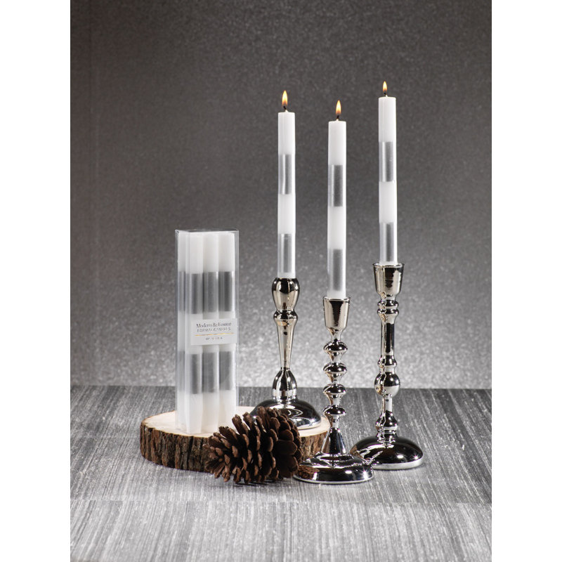 Bougie de fantaisie moderne et festive sans parfum, argent