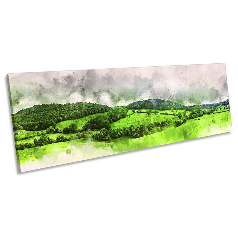 Modern Countryside Landscape - Wrapped Canvas Panoramic Print, 30.48cm H x 91.44cm W
