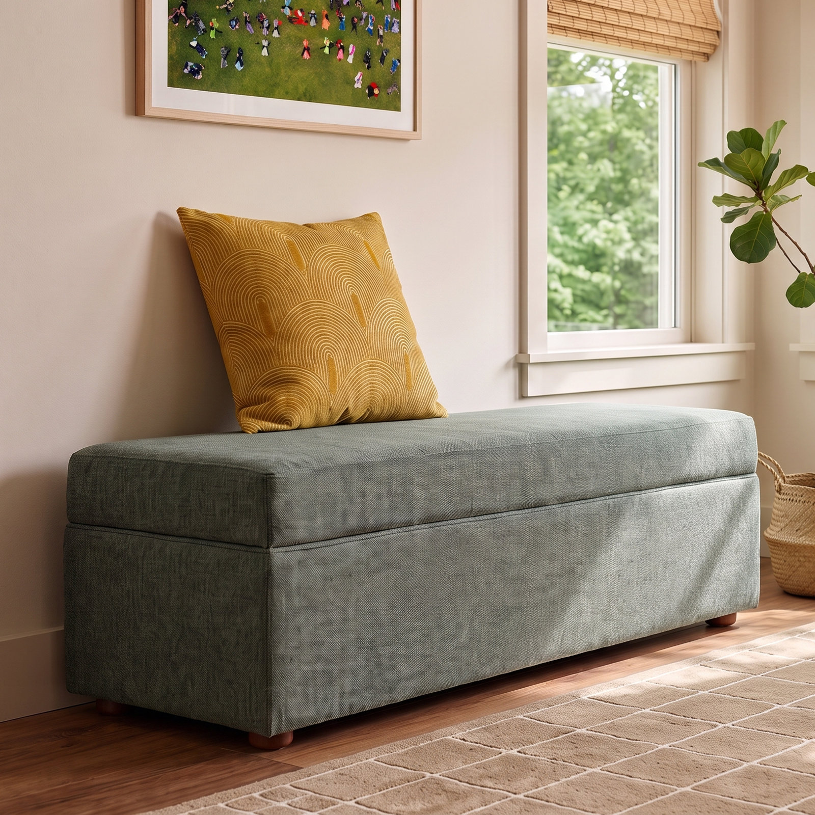 Mel Storage Bench, Honeycomb Forest Chenille