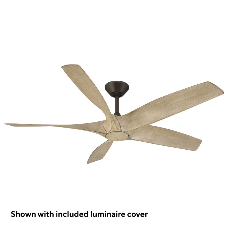 Zephyr 5 5-Blade Smart Ceiling Fan, Bronze/White Oak