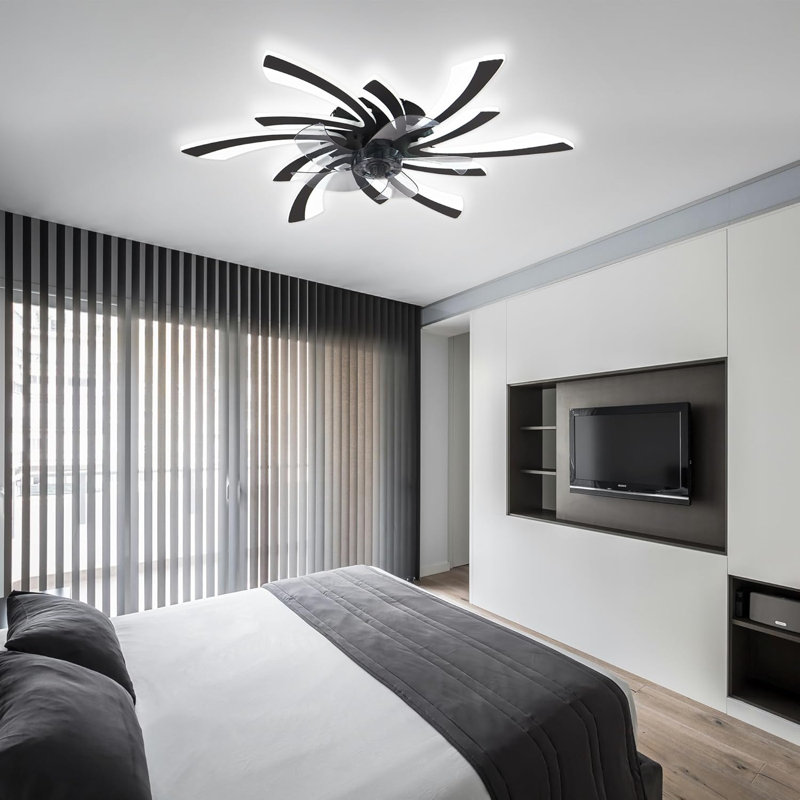 31 ventilateurs de plafond avec lumières, ventilateurs de plafond encastrés modernes avec lumières et télécommande, ventilateur de plafond à profil bas avec lumière, ventilateurs de plafond avec lumières pour la chambre à coucher