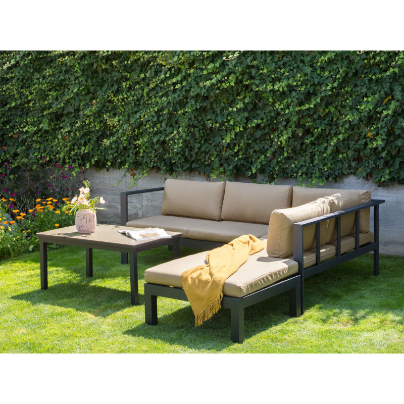 Outdoor Messina Aluminium 5 - Person Seating Group with Cushions, Black
