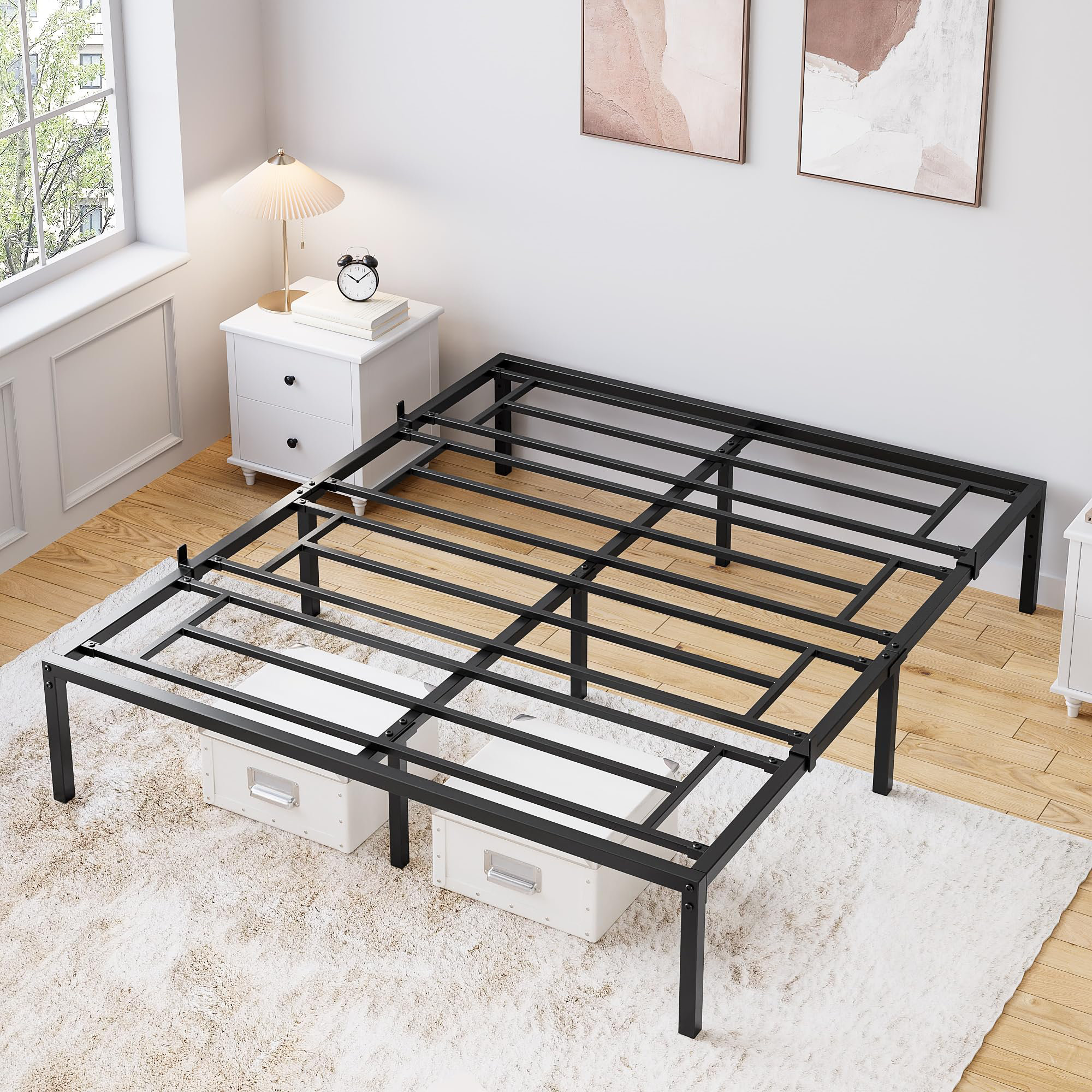 Alwyn Home Bed Frame No Box Spring Needed, Heavy Duty Metal