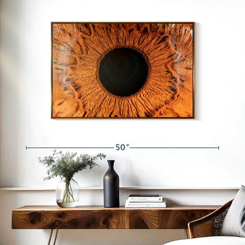 Œil humain magnifié, Cadre flottant doré, 37 po x 25 po