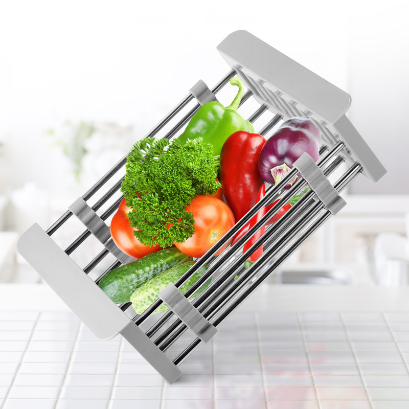 Égouttoir à vaisselle ajustable en acier inoxydable