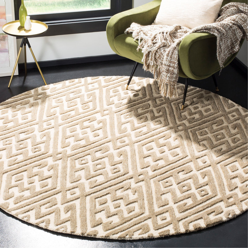 Oldroyd Hand Tufted Wool Geometric Rug, Round 6'