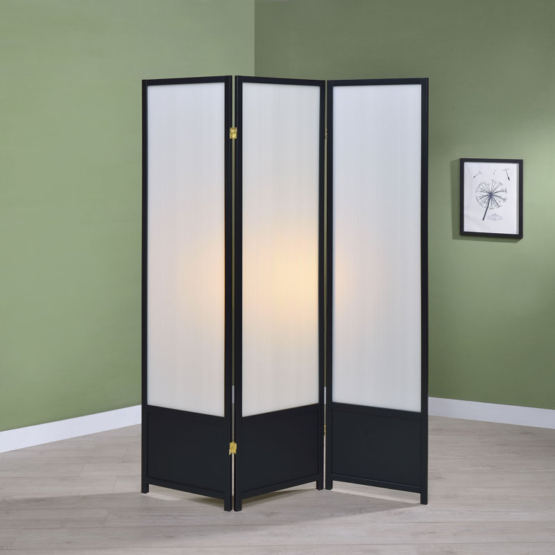 Northwood 51.6' W x 70.75' H 3 - Panel Folding Room Divider, Noir