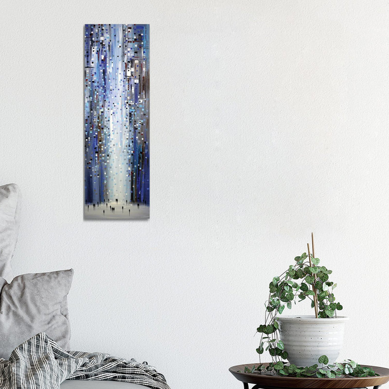 Blue Lights by Ekaterina Ermilkina - Panoramic Painting on Canvas, Wrapped Canvas, 30.48 cm H x 91.44 cm W x 3.175 cm D