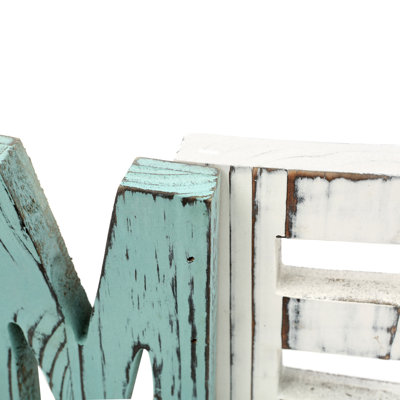Wood HOME Text & Numbers Letter Block