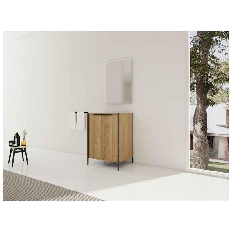 Meuble-lavabo autoportant de 23,25 po avec portes à fermeture douce en café clair