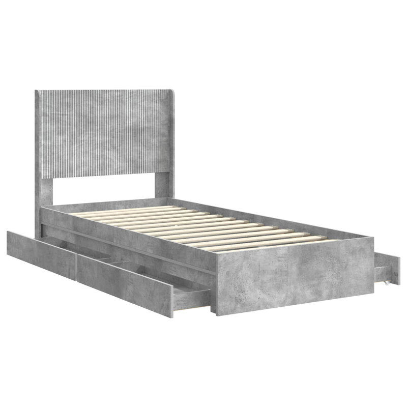 Bed Frame, Double (4'6), Concrete Grey