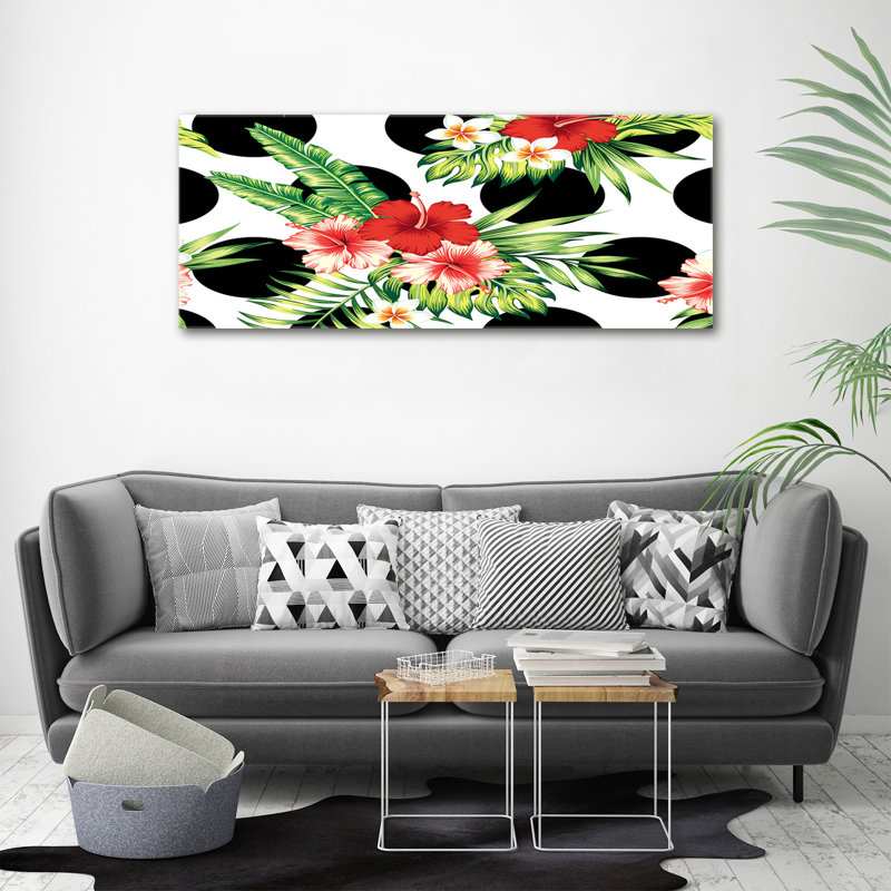 Hawaiian Flowers - Wrapped Canvas Print, 50cm H x 125cm W x 2cm D, Canvas