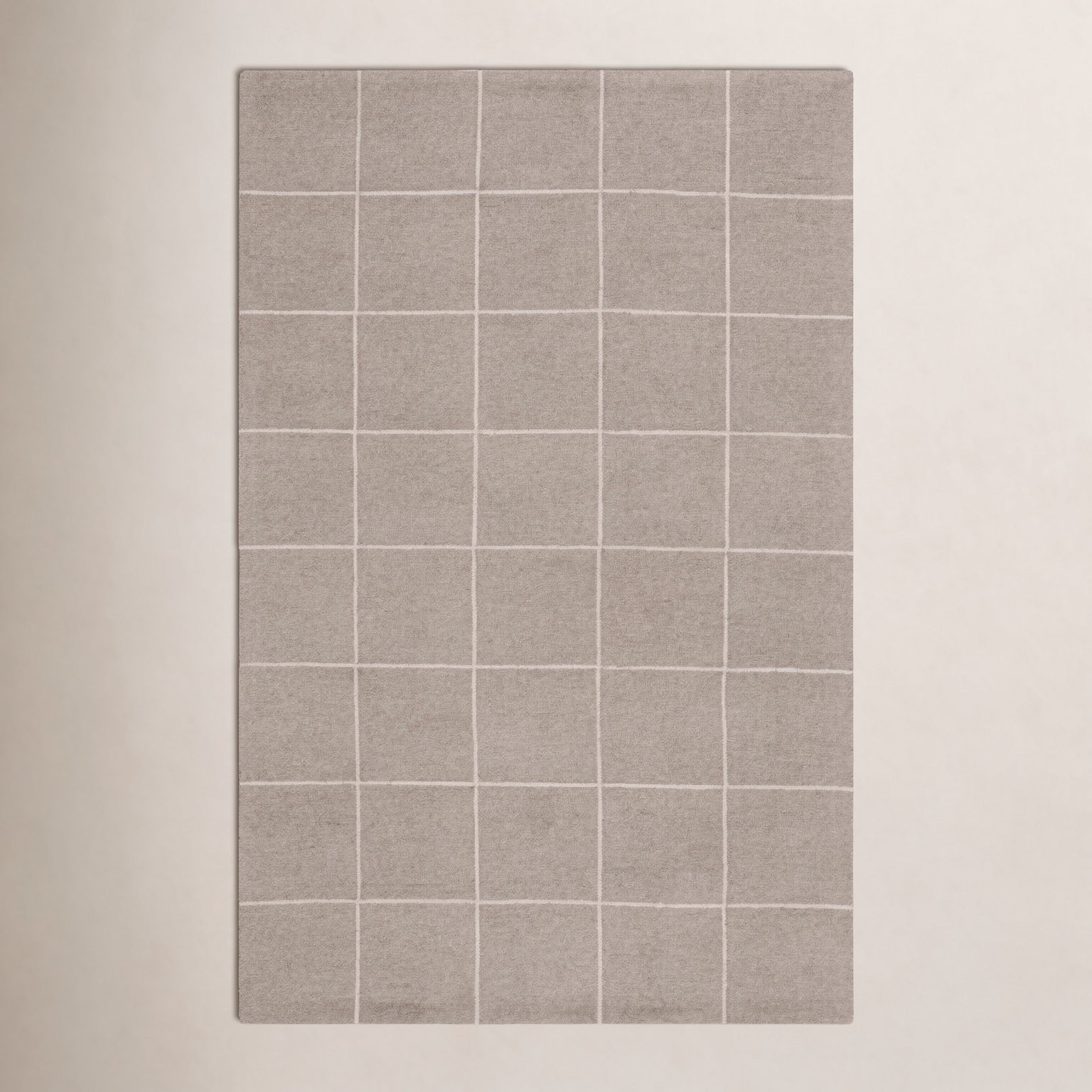 Beige Hand-Tufted Geometric Wool Rug, Rectangle 8' x 10'