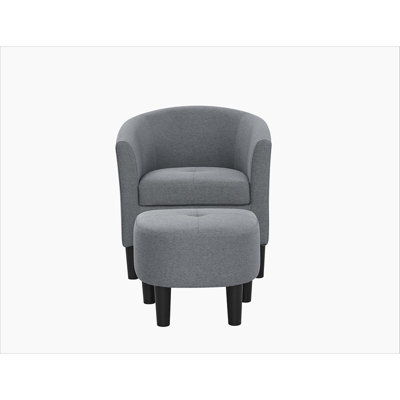 Fauteuil demi-tonneau de 25,5 po en polyester avec repose-pieds