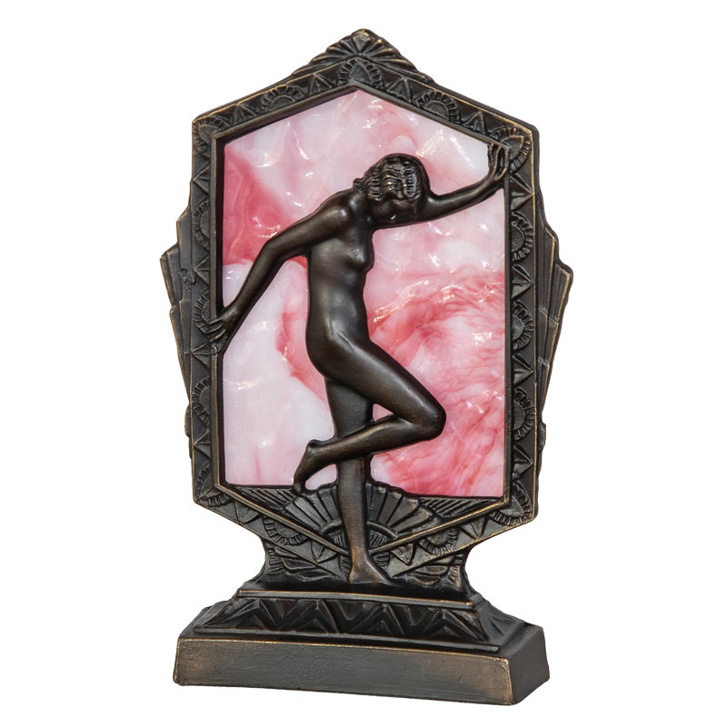 9" High Deco Posing Lady Accent Lamp, Pink/White