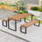 Modern 3-Piece Indoor Outdoor Acacia Wood Dining Table Set with Two Benches and Steel Base