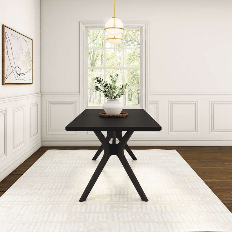 Muhsina Cross Leg Rectangular Dining Table, Black, 30"H x 72"W x 35.75"D