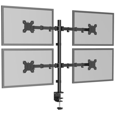 Quad Four Arm Tilt/Swivel Universal Desktop Mount "for 13"-27" LCD