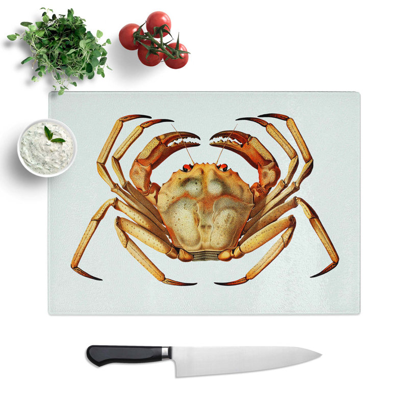 Tempered Glass Atlantic Crab Chopping Board, 39 cm W x 28.5 cm L