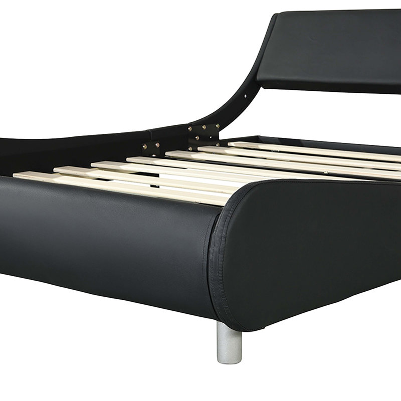 Lit plateforme tapissier en similicuir