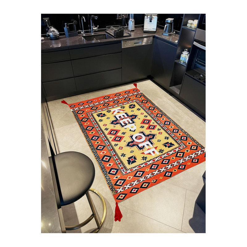 Tapis décoratif à motif tissé beige à motif texturé beige, Tapis de couloir 3 pi 3 po x 9 pi 10 po