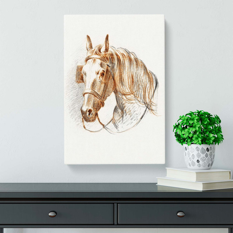 Head Of A Horse With Blinkers by Jean Bernard - Wrapped Canvas Print, 60cm H x 40cm W x 3cm D