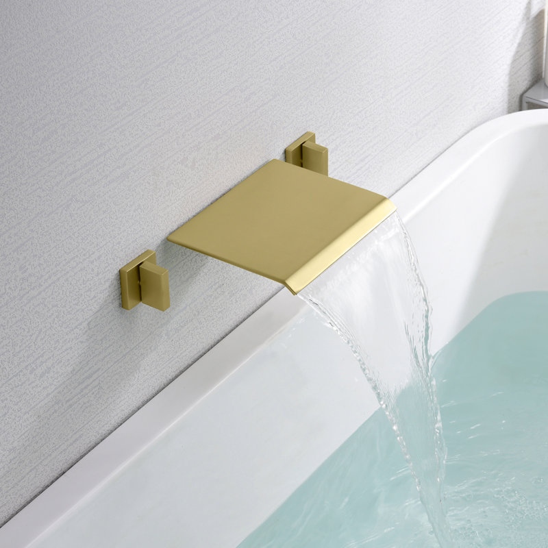 2 Handle Bathroom Waterfall Faucet, Brushed Gold