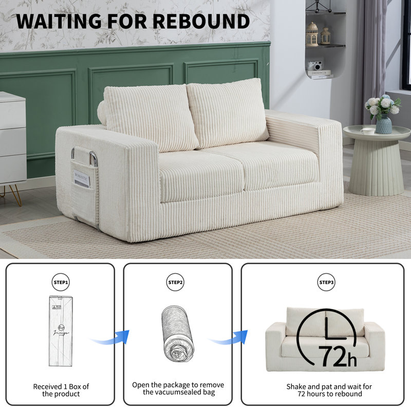 2 Seater Corduroy Sofa, Beige