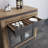 Modern Extendable Dining Table Rectangle Sideboard With Storage In Walnut & Gray