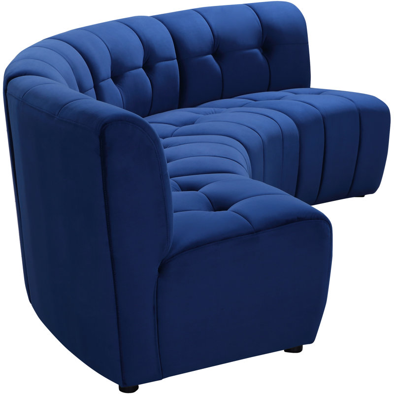 Jedson Velvet Sectional Symmetrical, Navy Velvet