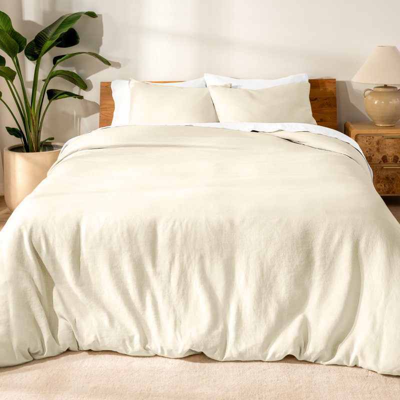 Ensemble de housse de couette et de taie décorative Bare Home - Lin ultra doux de qualité supérieure - Hypoallergénique, facile d'entretien