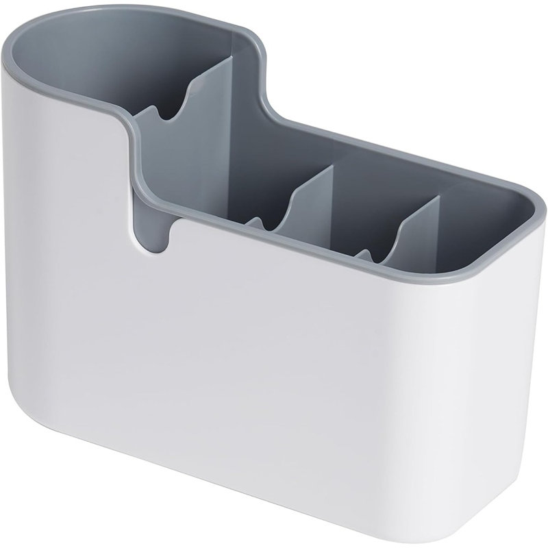 Multi-purpose Countertop & Wall Utensil Organizer, White & Grey Finish